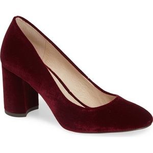 Louise et Cie “Lo-Jazzy” Malbec Autumn Velvet Chunky Heels
